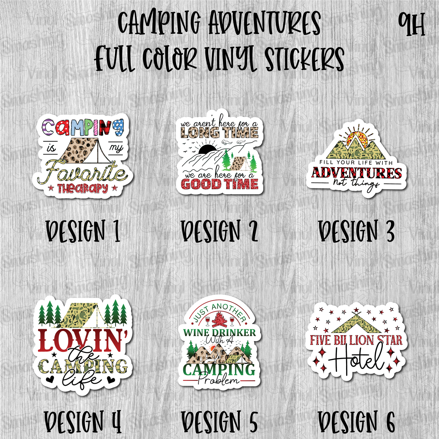 Camping Adventures - Full Color Vinyl Stickers (SHIPS IN 3-7 BUS DAYS)