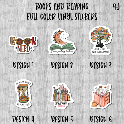 Books And Reading - Full Color Vinyl Stickers (SHIPS IN 3-7 BUS DAYS)