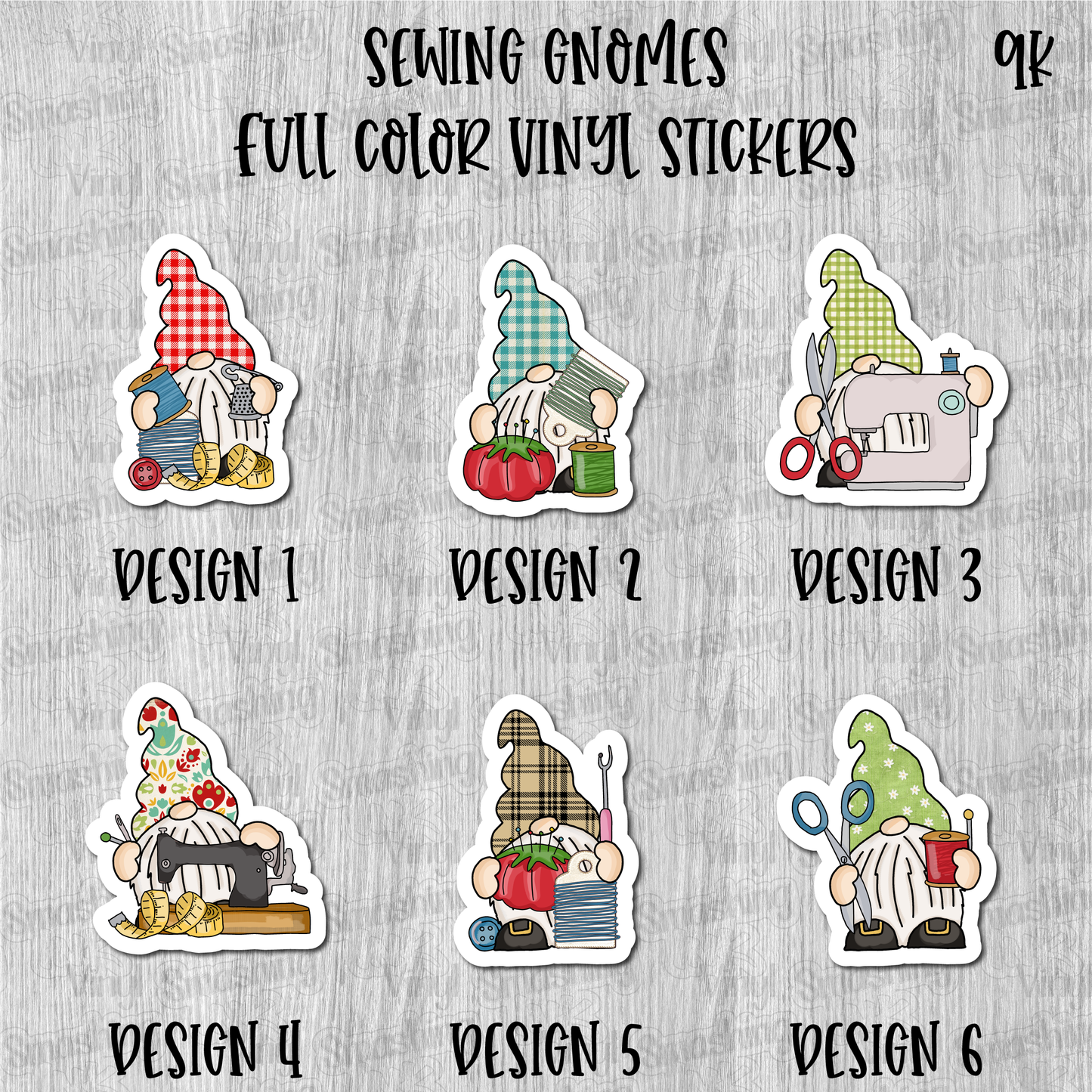 Sewing Gnomes - Full Color Vinyl Stickers (SHIPS IN 3-7 BUS DAYS)