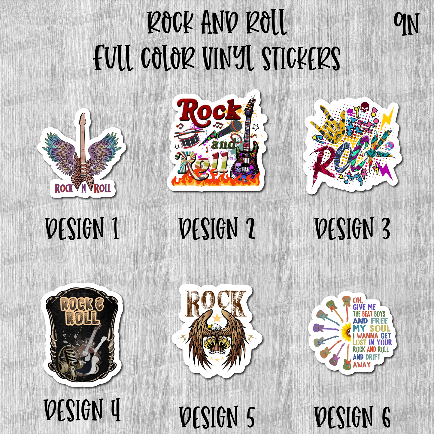 Rock And Roll - Full Color Vinyl Stickers (SHIPS IN 3-7 BUS DAYS)