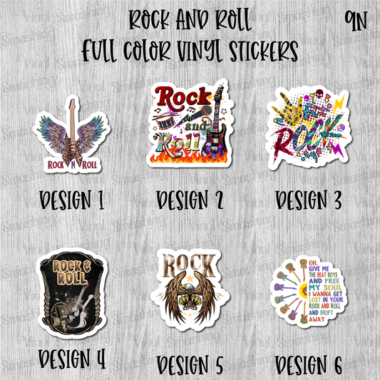 Rock And Roll - Full Color Vinyl Stickers (SHIPS IN 3-7 BUS DAYS)
