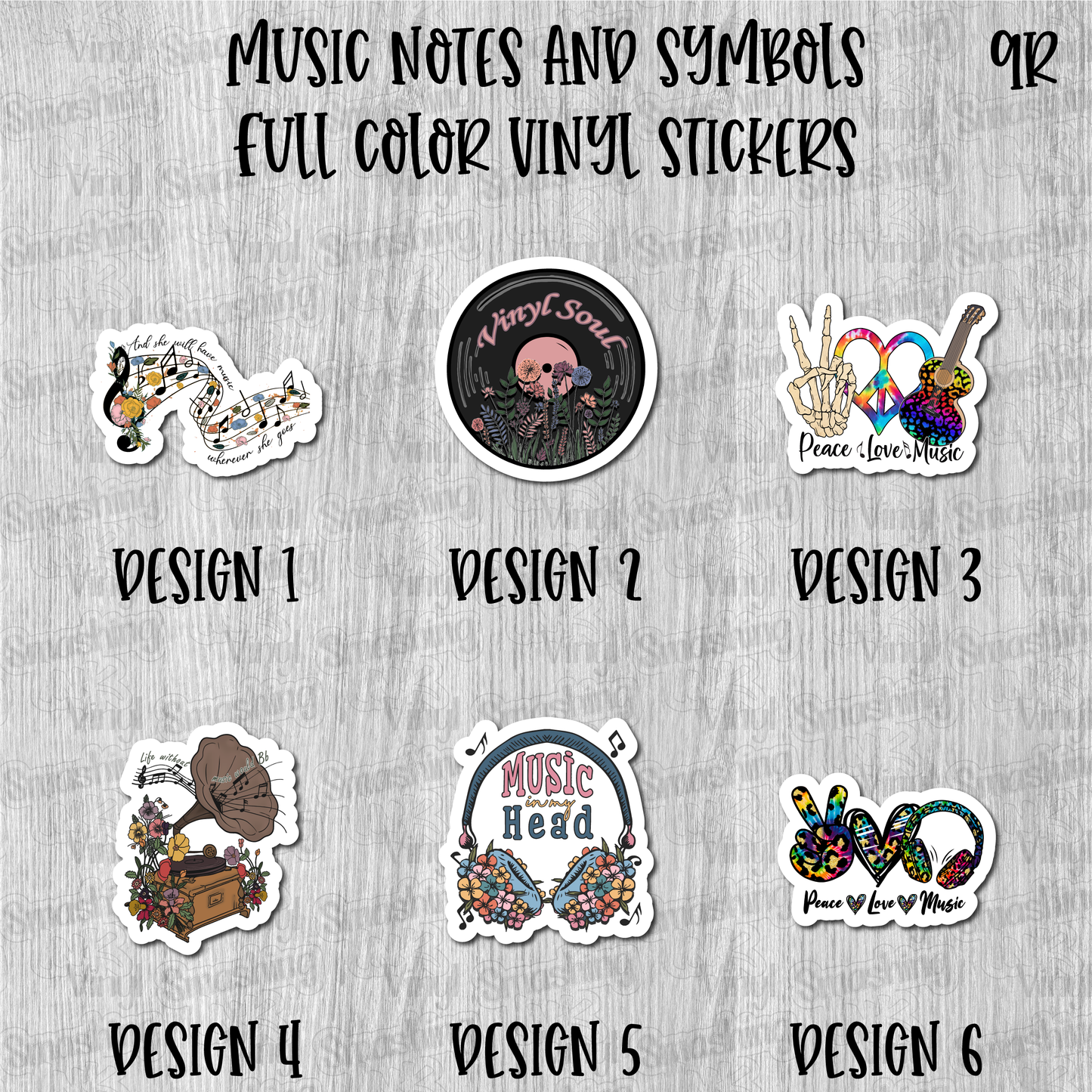 Music Notes and Symbols - Full Color Vinyl Stickers (SHIPS IN 3-7 BUS DAYS)