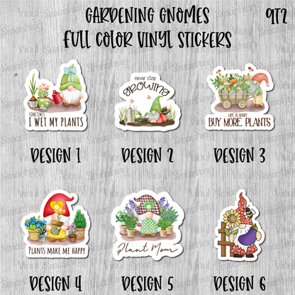 Gardening Gnomes - Full Color Vinyl Stickers (SHIPS IN 3-7 BUS DAYS)