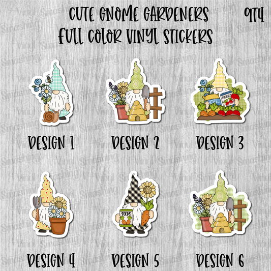 Cute Gnome Gardeners - Full Color Vinyl Stickers (SHIPS IN 3-7 BUS DAYS)
