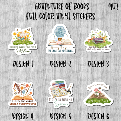 Adventure Of Books - Full Color Vinyl Stickers (SHIPS IN 3-7 BUS DAYS)