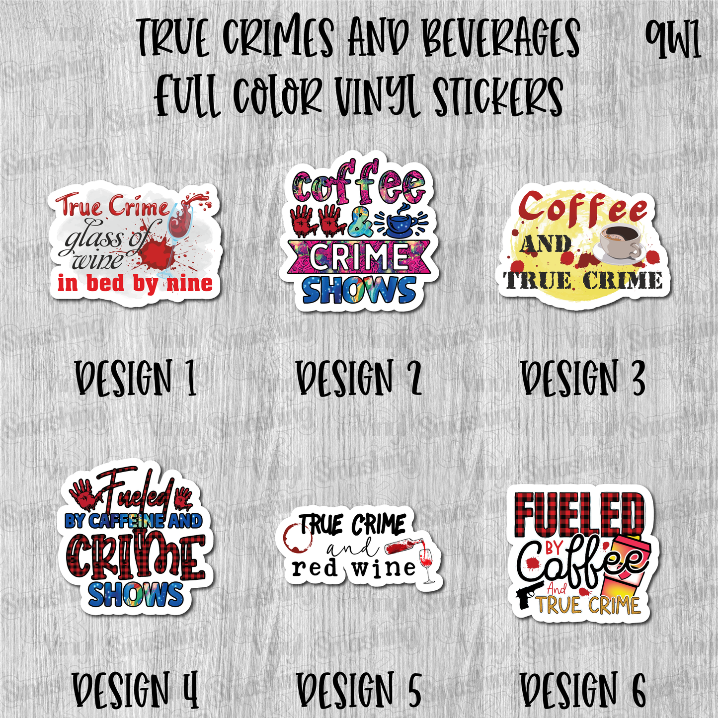True Crime and Beverages - Full Color Vinyl Stickers (SHIPS IN 3-7 BUS DAYS)
