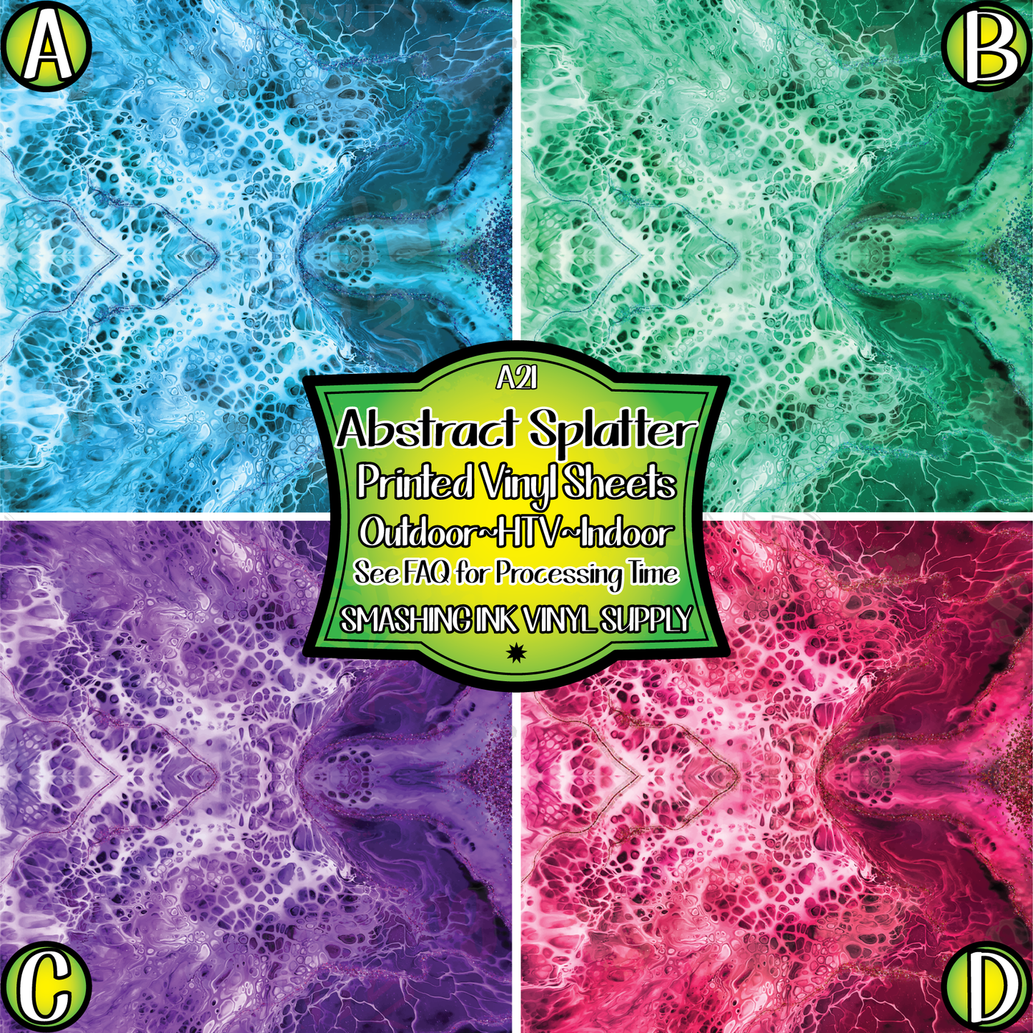 Abstract Splatter ★ Pattern Vinyl | Faux Leather | Sublimation (TAT 3 BUS DAYS)