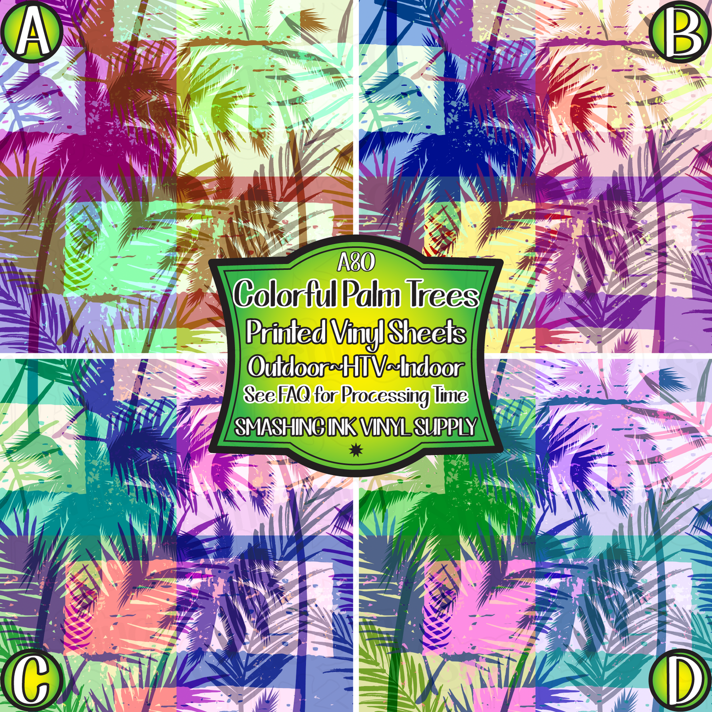 Colorful Palm Trees ★ Pattern Vinyl | Faux Leather | Sublimation (TAT 3 BUS DAYS)