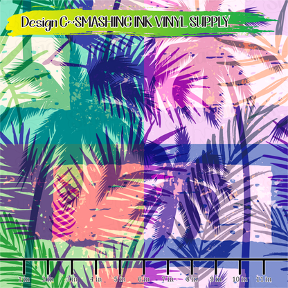 Colorful Palm Trees ★ Pattern Vinyl | Faux Leather | Sublimation (TAT 3 BUS DAYS)