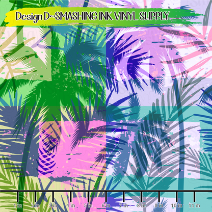 Colorful Palm Trees ★ Pattern Vinyl | Faux Leather | Sublimation (TAT 3 BUS DAYS)