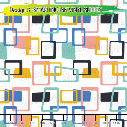 Mid Century Squares  ★ Pattern Vinyl | Faux Leather | Sublimation (TAT 3 BUS DAYS)