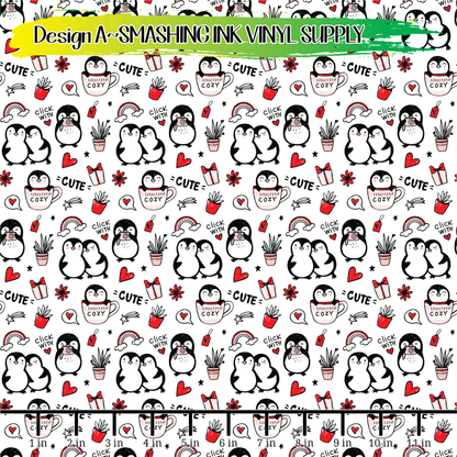 Cute Penguins ★ Pattern Vinyl | Faux Leather | Sublimation (TAT 3 BUS DAYS)