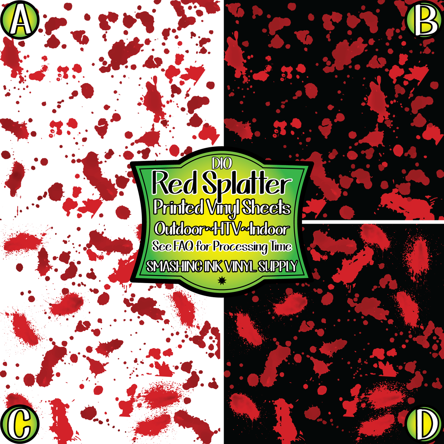 Red Ink Splatter ★ Laser Safe Adhesive Film (TAT 3 BUS DAYS)