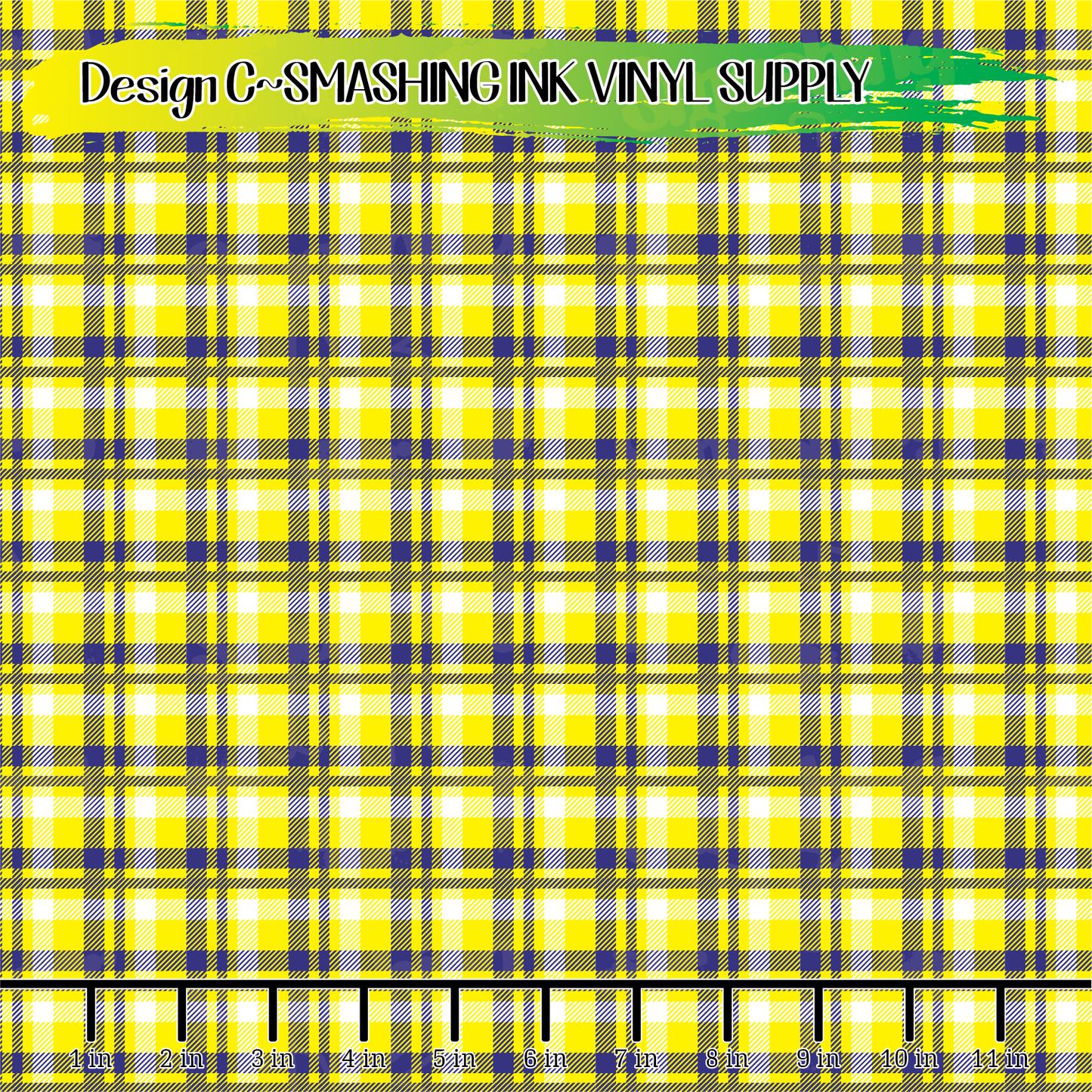 Navy Yellow Plaid ★ Pattern Vinyl | Faux Leather | Sublimation (TAT 3 BUS DAYS)