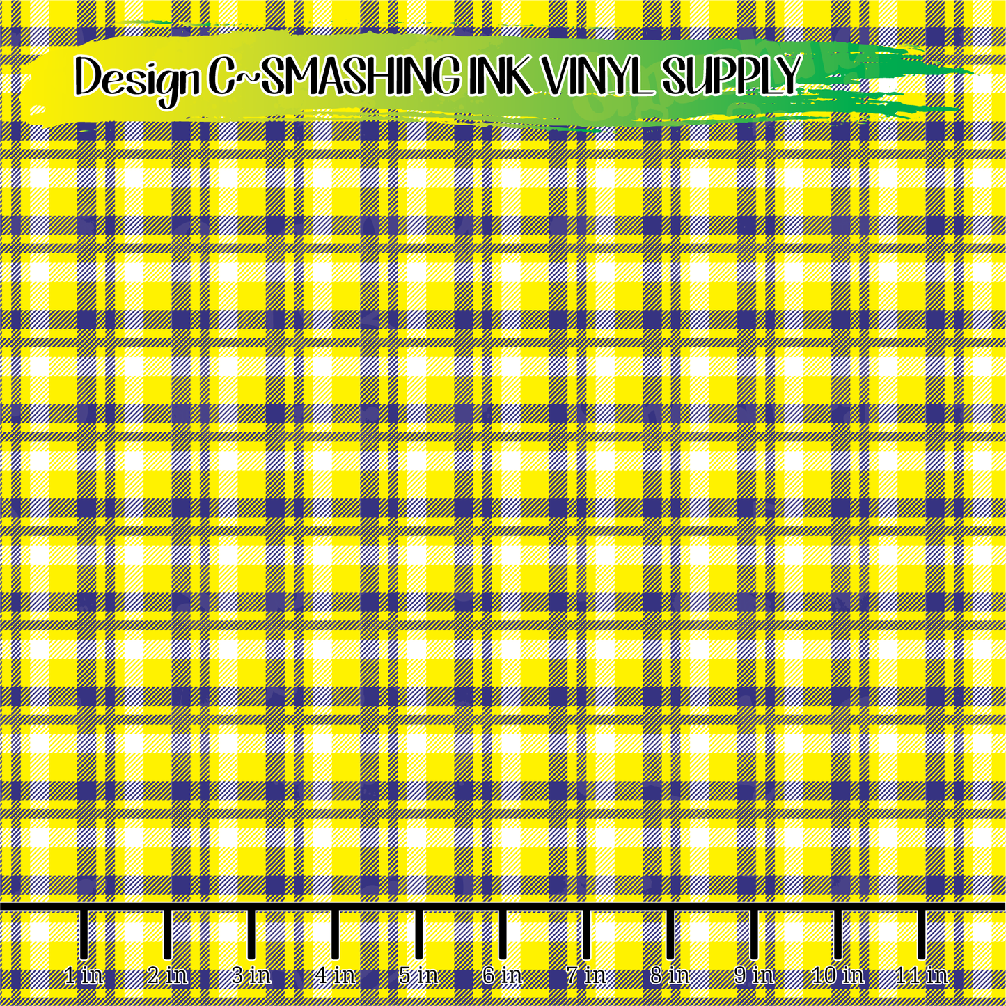 Navy Yellow Plaid ★ Laser Safe Adhesive Film (TAT 3 BUS DAYS)