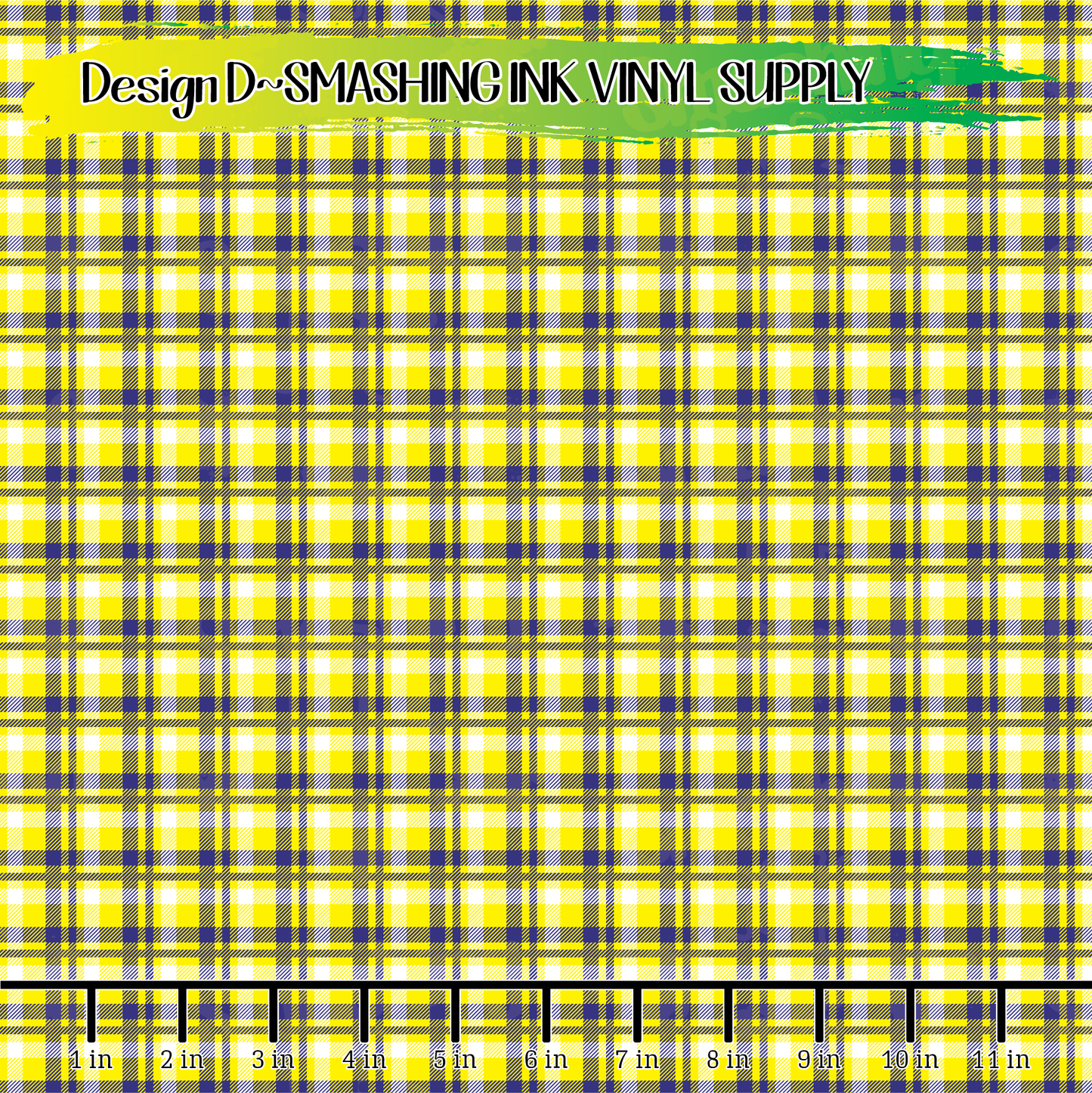 Navy Yellow Plaid ★ Pattern Vinyl | Faux Leather | Sublimation (TAT 3 BUS DAYS)