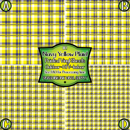 Navy Yellow Plaid ★ Pattern Vinyl | Faux Leather | Sublimation (TAT 3 BUS DAYS)