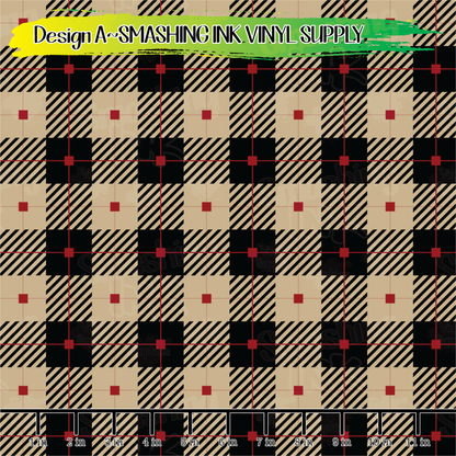 Tan and Black Plaid ★ Pattern Vinyl | Faux Leather | Sublimation (TAT 3 BUS DAYS)