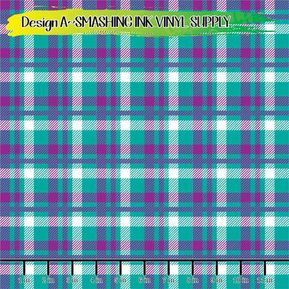 Teal Purple Plaid ★ Laser Safe Adhesive Film (TAT 3 BUS DAYS)