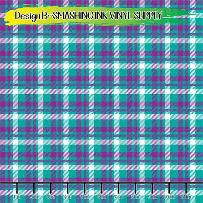 Teal Purple Plaid ★ Laser Safe Adhesive Film (TAT 3 BUS DAYS)