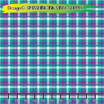 Teal Purple Plaid ★ Pattern Vinyl | Faux Leather | Sublimation (TAT 3 BUS DAYS)