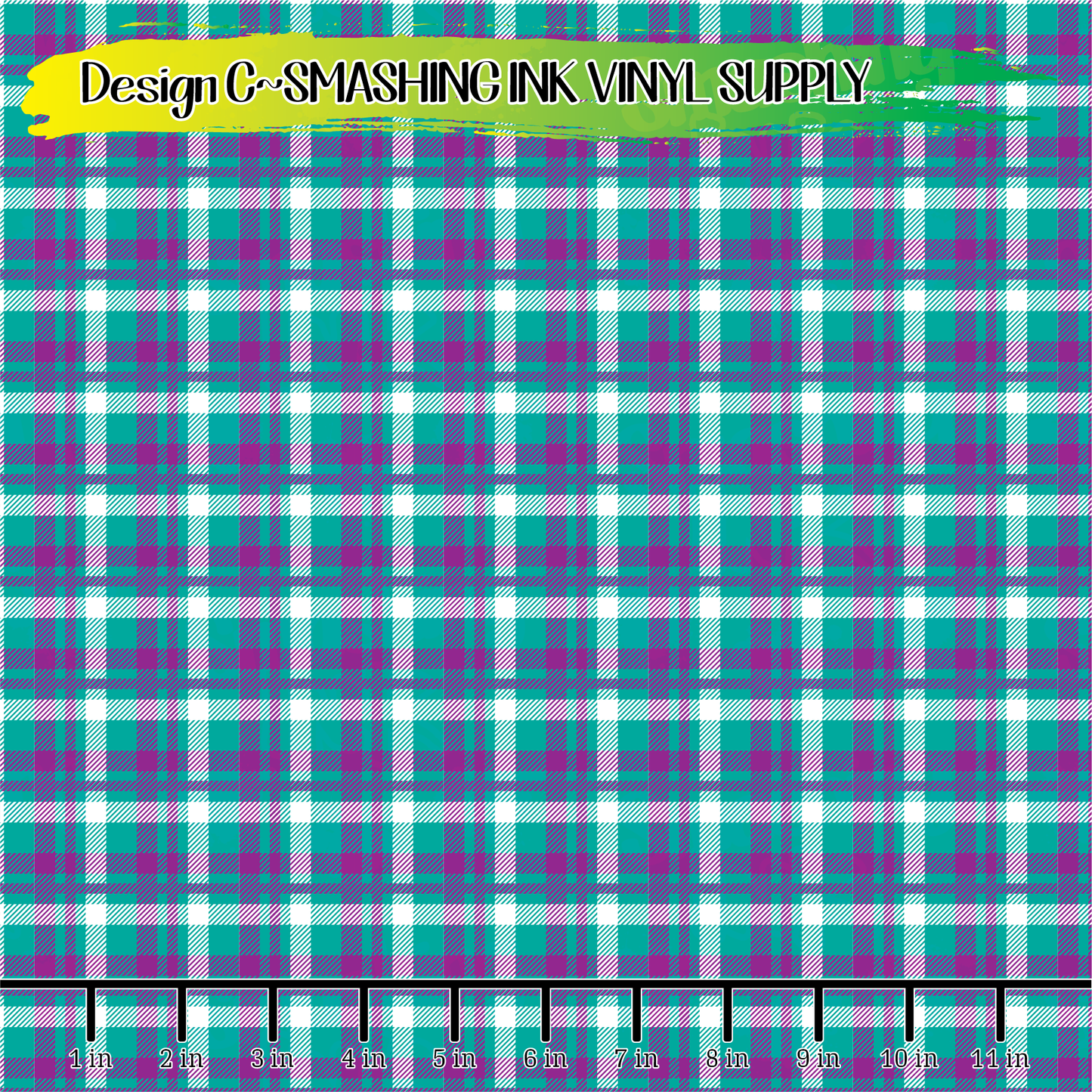 Teal Purple Plaid ★ Laser Safe Adhesive Film (TAT 3 BUS DAYS)