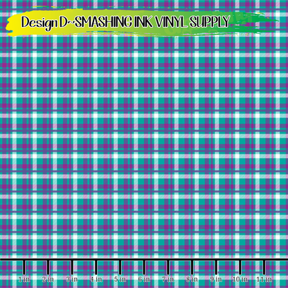 Teal Purple Plaid ★ Pattern Vinyl | Faux Leather | Sublimation (TAT 3 BUS DAYS)