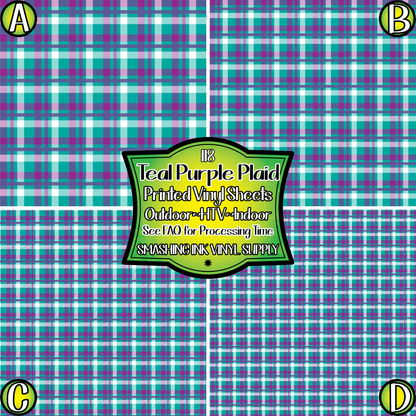 Teal Purple Plaid ★ Pattern Vinyl | Faux Leather | Sublimation (TAT 3 BUS DAYS)