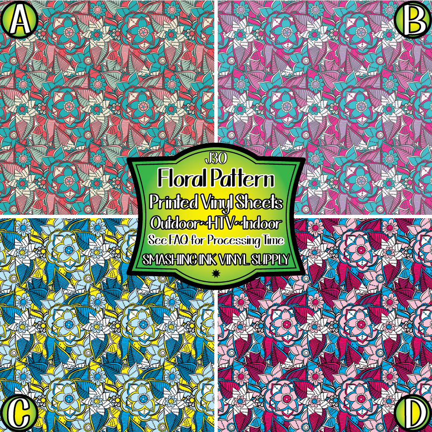 Vinyl L Patterns Floral Pattern ★ Printed Vinyl Sheets | Faux Leather | Laser Safe ...