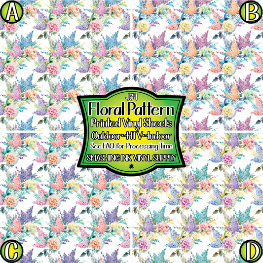 Floral Pattern ★ Pattern Vinyl | Faux Leather | Sublimation (TAT 3 BUS DAYS)