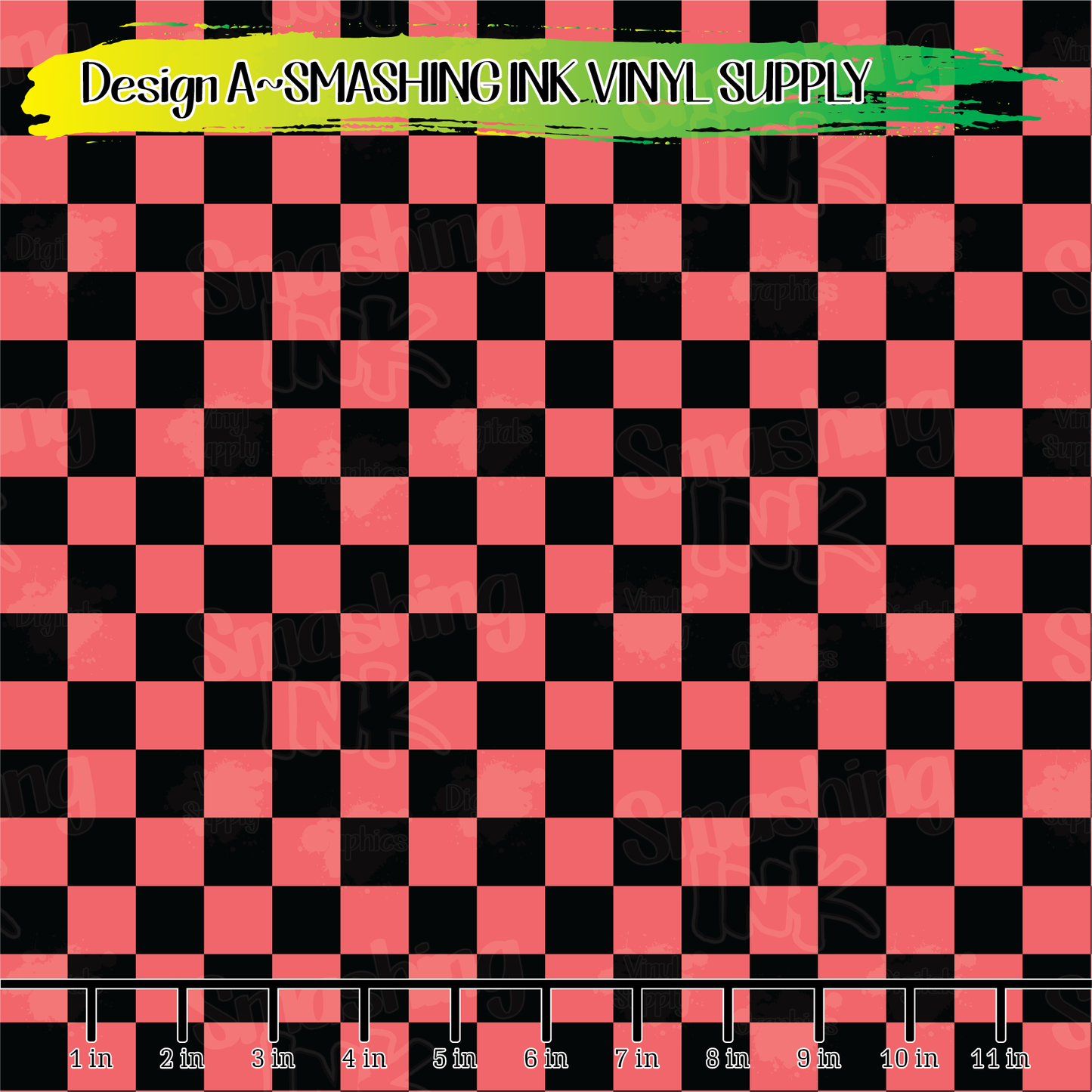 Coral Black Checkerboard ★ Laser Safe Adhesive Film (TAT 3 BUS DAYS)