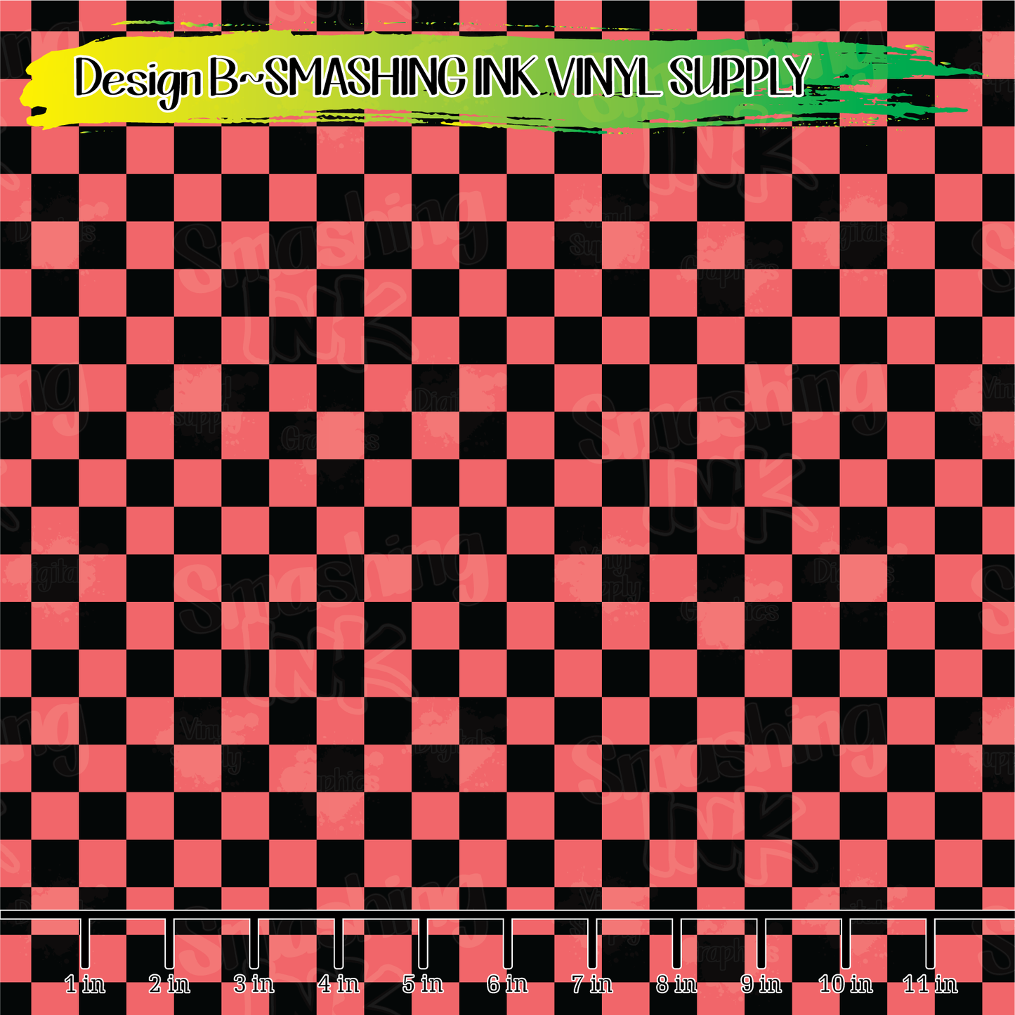 Coral Black Checkerboard ★ Pattern Vinyl | Faux Leather | Sublimation (TAT 3 BUS DAYS)