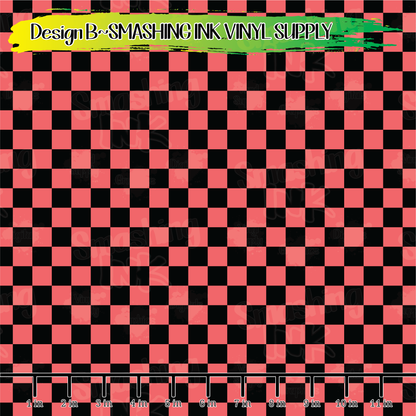 Coral Black Checkerboard ★ Laser Safe Adhesive Film (TAT 3 BUS DAYS)