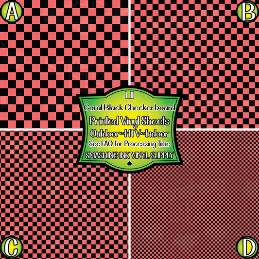 Coral Black Checkerboard ★ Laser Safe Adhesive Film (TAT 3 BUS DAYS)