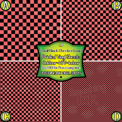 Coral Black Checkerboard ★ Laser Safe Adhesive Film (TAT 3 BUS DAYS)