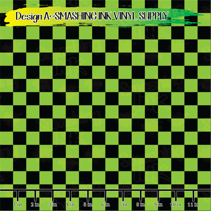 LIME BLACK CHECKERBOARD ★ Pattern Vinyl | Faux Leather | Sublimation (TAT 3 BUS DAYS)