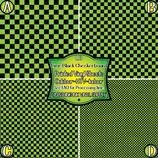 LIME BLACK CHECKERBOARD ★ Pattern Vinyl | Faux Leather | Sublimation (TAT 3 BUS DAYS)