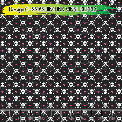 HEARTS AND SKULLS ★ Pattern Vinyl | Faux Leather | Sublimation (TAT 3 BUS DAYS)
