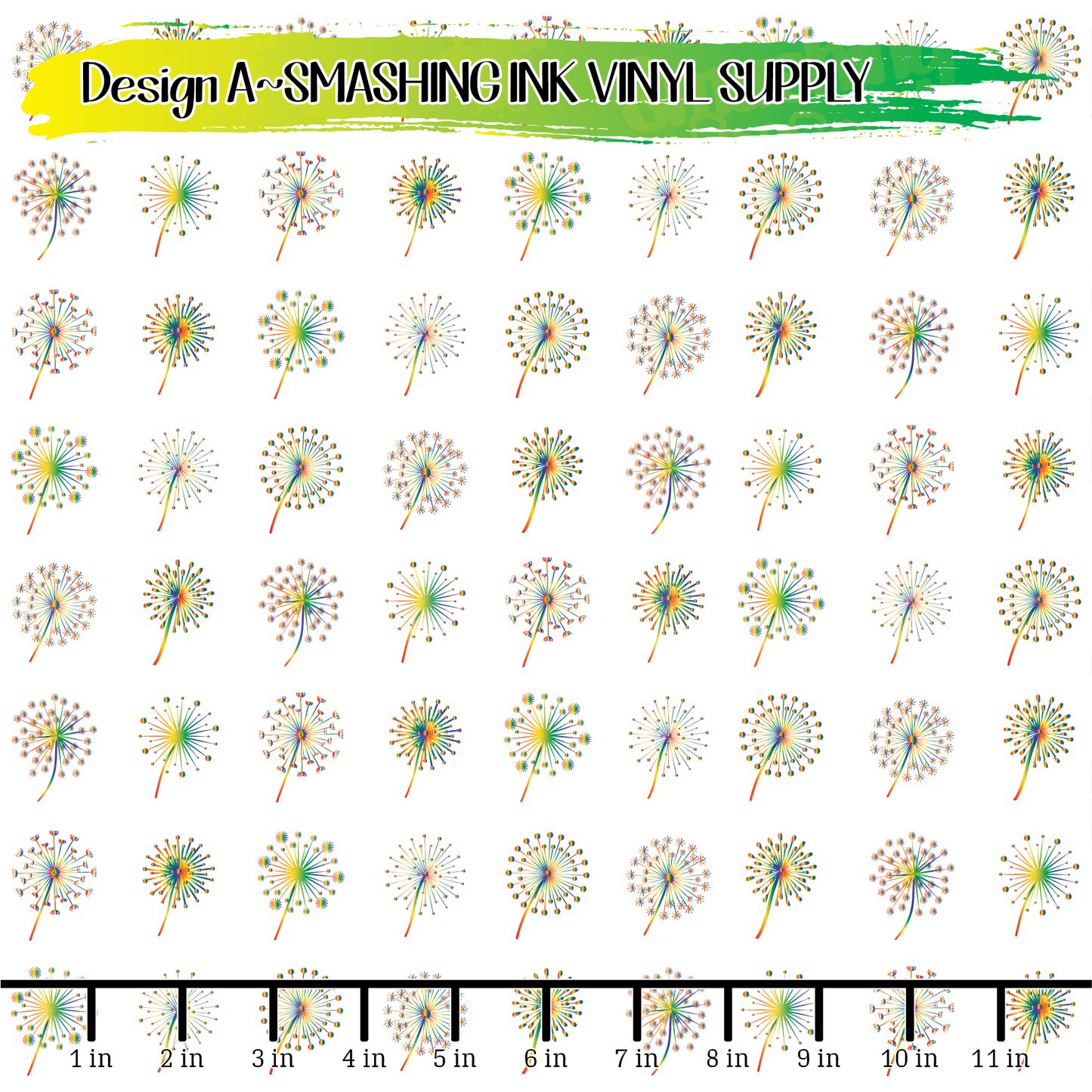 Rainbow Dandelions ★ Laser Safe Adhesive Film (TAT 3 BUS DAYS)