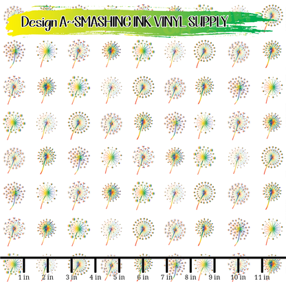 Rainbow Dandelions ★ Laser Safe Adhesive Film (TAT 3 BUS DAYS)