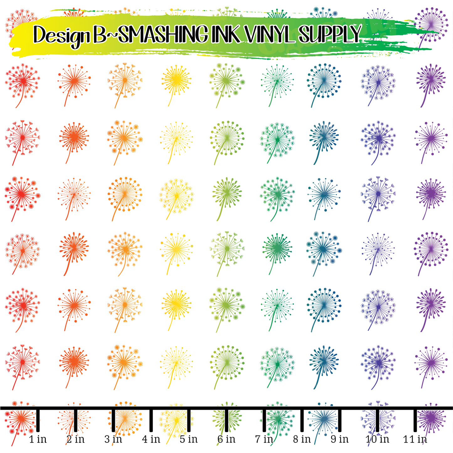 Rainbow Dandelions ★ Laser Safe Adhesive Film (TAT 3 BUS DAYS)