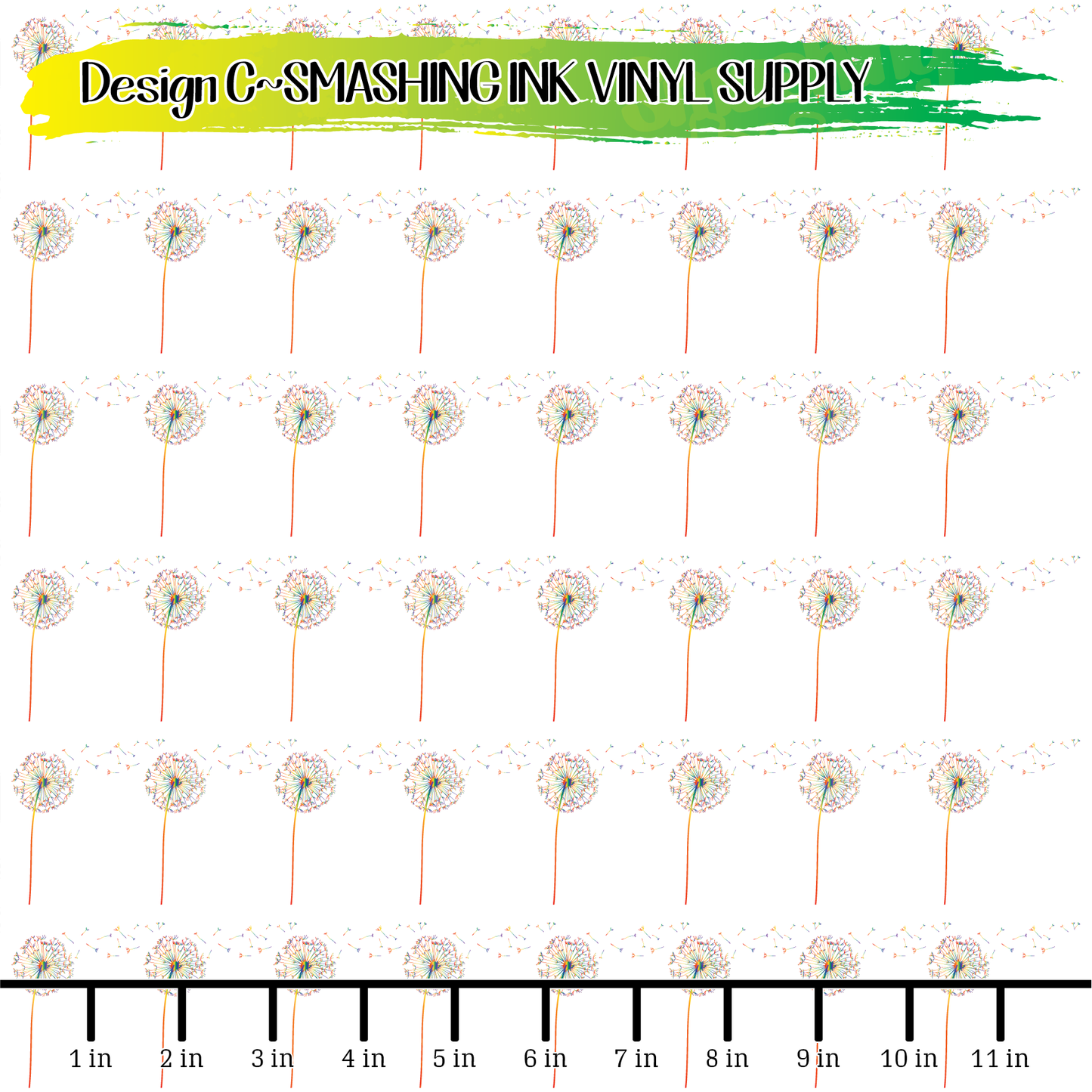 Rainbow Dandelions ★ Laser Safe Adhesive Film (TAT 3 BUS DAYS)