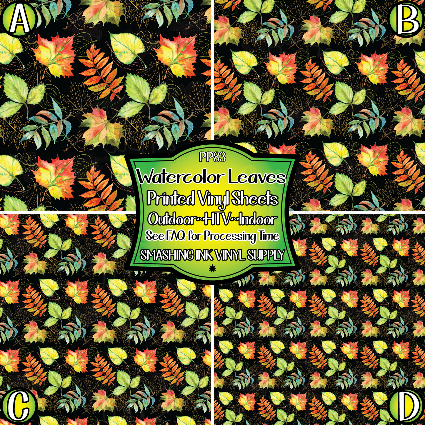 Watercolor Leaves ★ Pattern Vinyl | Faux Leather | Sublimation (TAT 3 BUS DAYS)