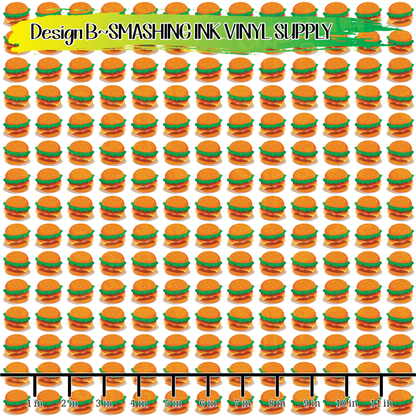 Hamburger and Fries ★ Pattern Vinyl | Faux Leather | Sublimation (TAT 3 BUS DAYS)