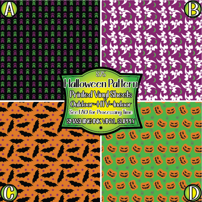 Halloween Pattern ★ Pattern Vinyl | Faux Leather | Sublimation (TAT 3 BUS DAYS)