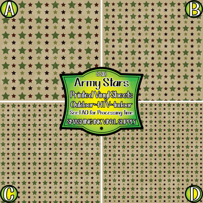 Army Stars ★ Pattern Vinyl | Faux Leather | Sublimation (TAT 3 BUS DAYS)