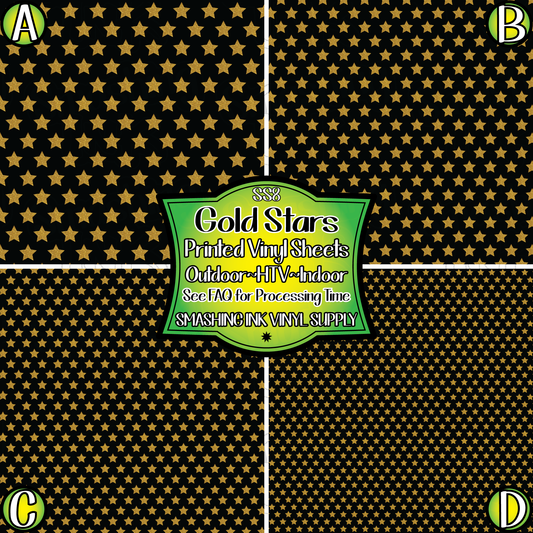 Gold Stars ★ Pattern Vinyl | Faux Leather | Sublimation (TAT 3 BUS DAYS)