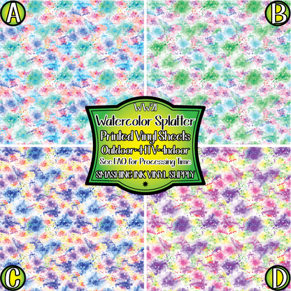 Watercolor Splatter ★ Pattern Vinyl | Faux Leather | Sublimation (TAT 3 BUS DAYS)