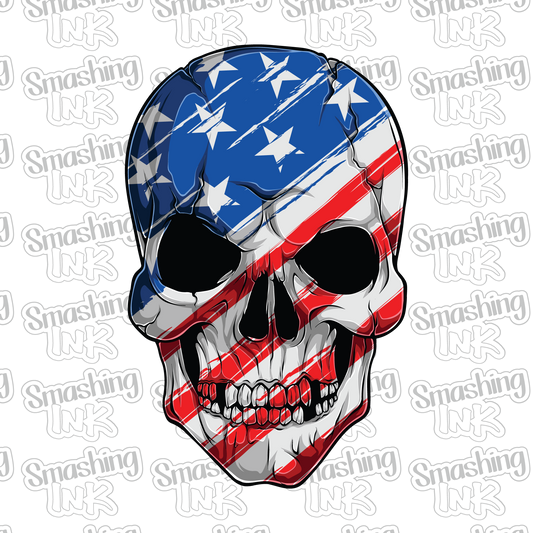 American Flag Skull - Heat Transfer | DTF | Sublimation (TAT 3 BUS DAYS) [15E-1HTV]