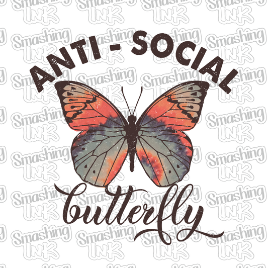 Antisocial Butterfly - Heat Transfer | DTF | Sublimation (TAT 3 BUS DAYS) [6C-1HTV]